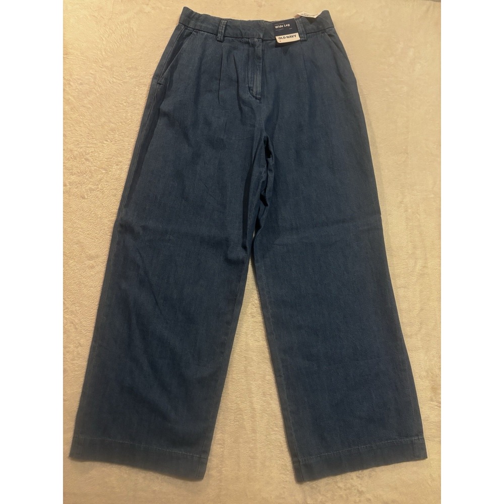 NEW Old Navy Women's Sz 6 Jeans Extra High Rise Wide Leg Blue Adjustable Waist